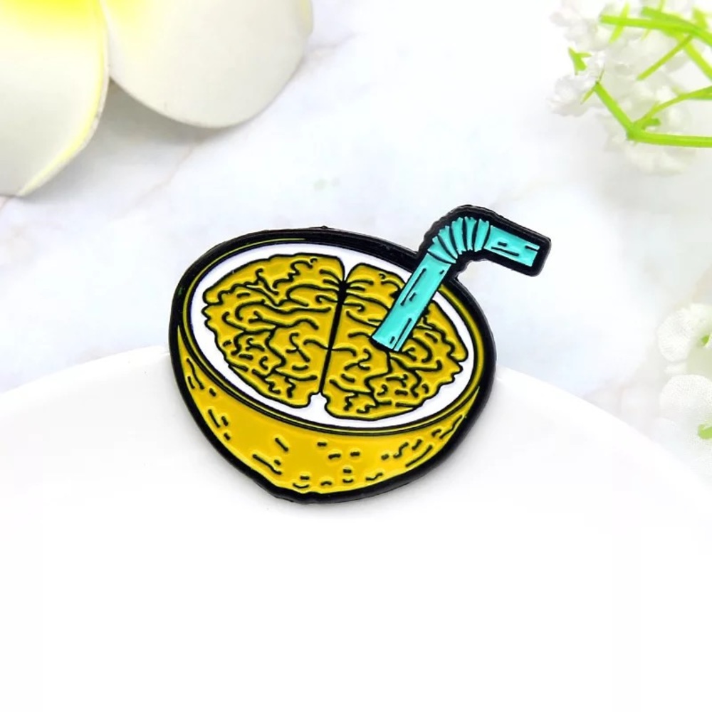 1 LEFT‼️ Surreal Lemonade Brain Enamel Pin Neuroscience Psych Chill Relax Badge - Picture 3 of 8